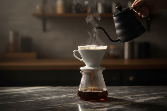 pour over coffee brewing at home
