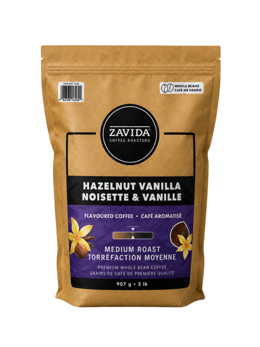 Buy Zavida Hazelnut Vanilla Coffee Whole Bean 907g (2lb) in Dubai