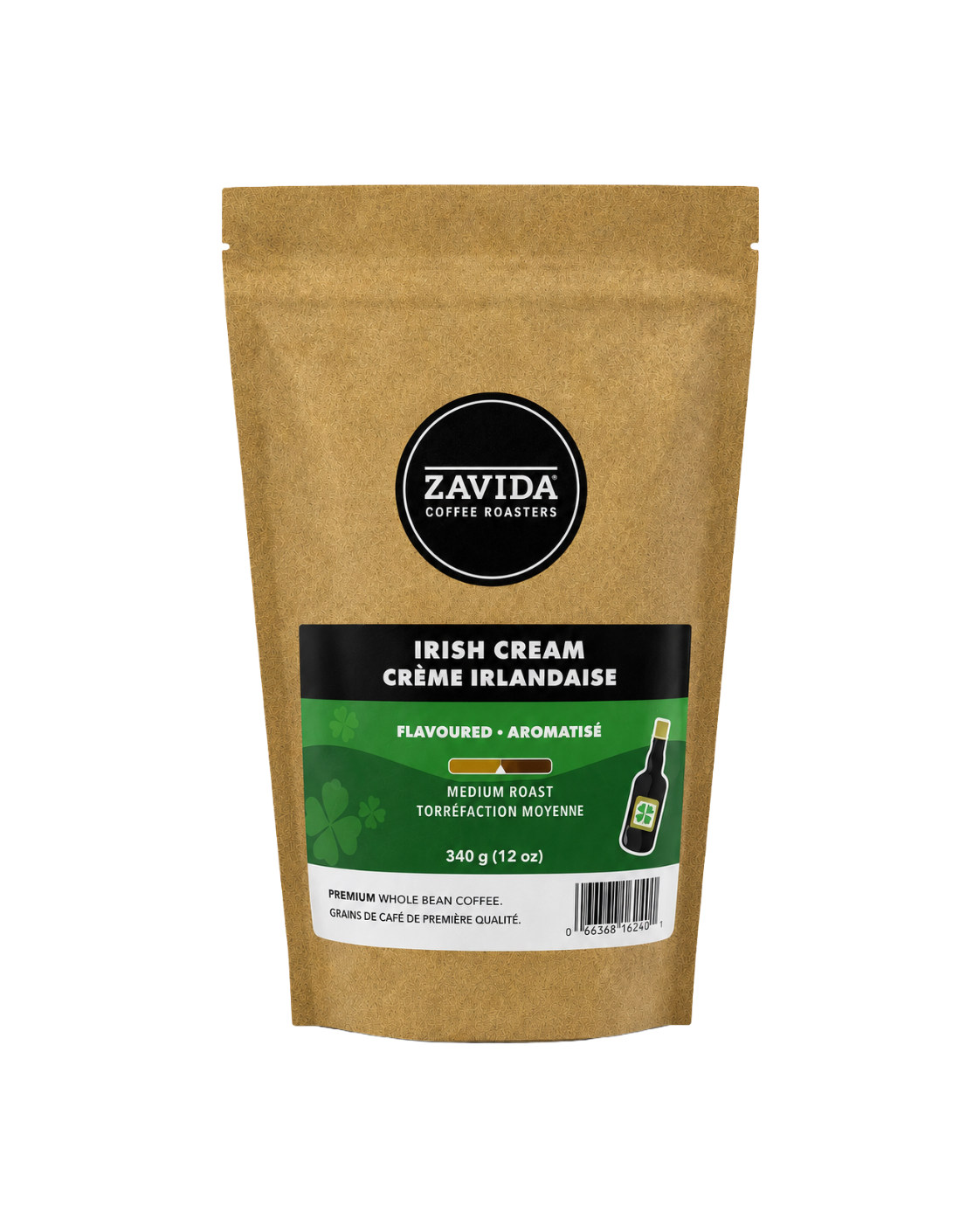 Zavida Bag of Irish Cream Non-Alcoholic Aromatic and Halal Coffee 100% Arabica Beans 340g